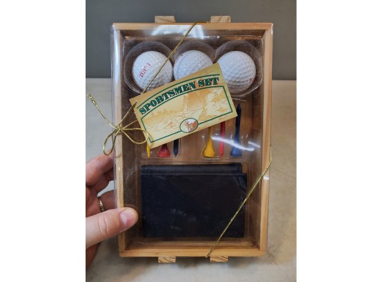 Sportsmen Set Golf & Wallet Gift Set In Wooden Box, New Old Stock