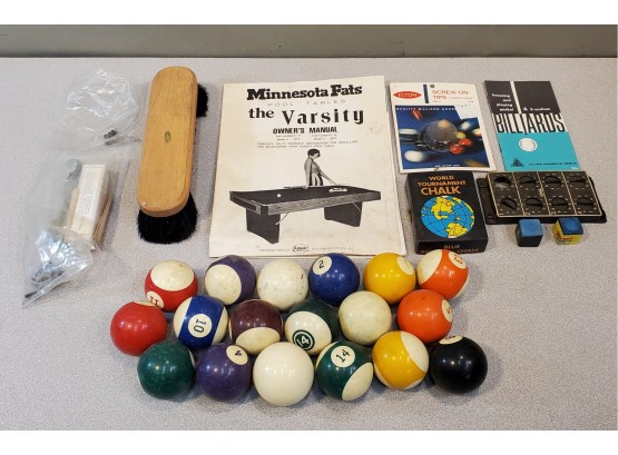 Lot Of Vintage Billiard Pool Balls & Accessories
