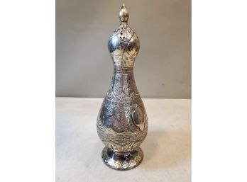 Vintage Chased Silver Plated Brass Shaker, 11'h X 3.5'd