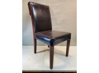 Modern Upholstered Side Desk Office Chair, Dark Brown Leather Like Upholstery, 18.75'w X 23'd X 37.5'h