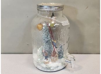 'Joy To The World' Christmas Diorama In Beverage Dispenser, 13'h X 7.5'd