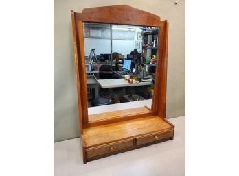 Maple Standing Mirror With 2 Drawers, 29'w X 10'd X 41'h