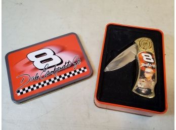 Dale Earnhardt Jr #8 Collectible Knife In Commemorative Collector Tin Gift Case, 7'lOA 3' Blade