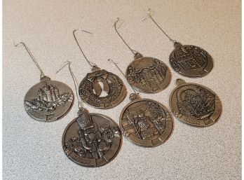Set Of 7 Taste Of Home Pewter Christmas Ornaments, 1997-2004