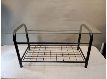 Modern Glass Top Black Frame Coffee Table, Wire Under Shelf, 40' X 20' X 20'h