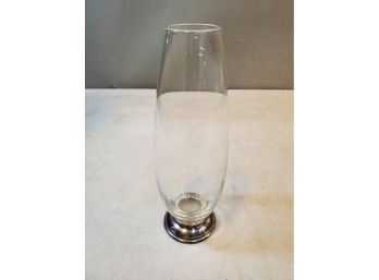 Vintage Rogers Bud Vase (Anchor Mark), Clear Glass With Sterling Silver Base, No.204 66, 7.75'h X 2.5'd