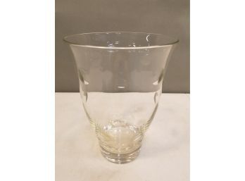Fine Crystal Glass Vase With Ground Oval Optical Dots, 10' High X 7' Diameter