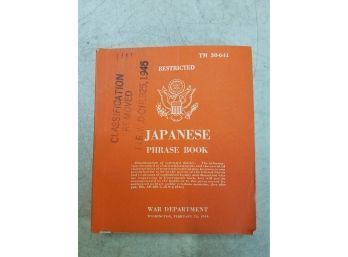 Vintage 1944 Restricted Japanese Phrase Book, War Department, Classification Removed 1945, TM 30-641