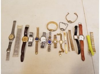 Lot Of Quartz Battery Operated Watches & Bands Including Guess Geoffrey Beene Nelsonic PCA Jaclyn Smith ...
