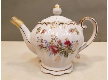 Vintage Moss Rose Teapot Music Box, Unused, 10x5.5x7.5 Inches