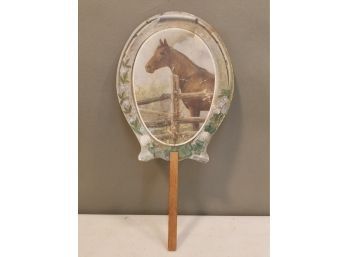 Antique Advertising Hand Fan: Good Luck Horse Lithographed, W.a. Pearsons, Cambridge Mass, Provisions