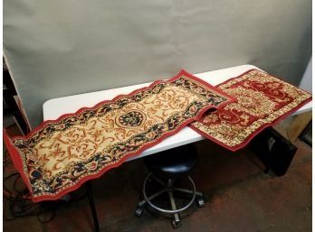 2 Oriental Rugs: Capri Collection Red/blue 22x59, Royal Treasure Red/tan 22x42