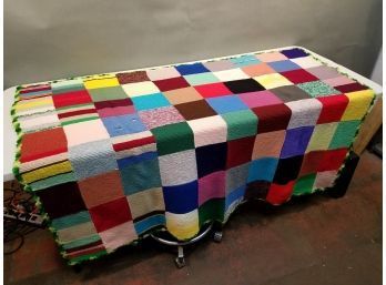 Vintage Knit Patch Work Blanket, Multi-color, 63x50