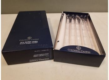 Lot Of 7 Colonial Candle 12' Handipt Candles In Box, White, Unused
