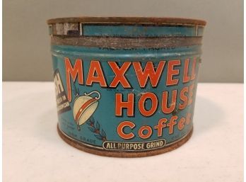 Vintage Maxwell House Coffee Tin, 5'd X 3.5'h