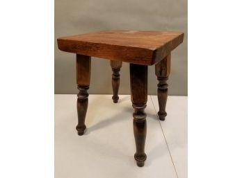Vintage Knotty Pine Low Side Table / Medium Height Stool, 14.5' Square X 18' High