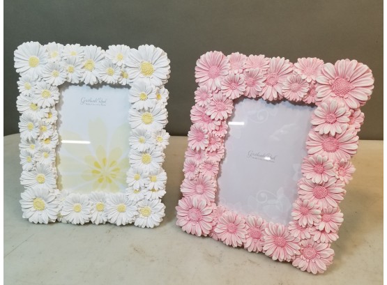 2 Grasslands Road Daisy Photo Frames, White & Pink, For 4x6 Photos, 7.25'w X 9'h Each