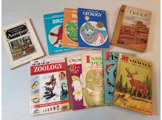 Lot Of 10 Vintage Golden Guides: Nature, Science Handbook Pocket Guide To The Trees