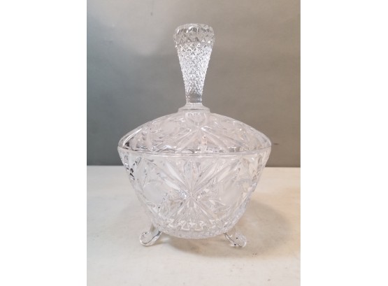 Covered Crystal Candy Dish Jar Bowl With Tall Handle, 9'h X 6.25'd