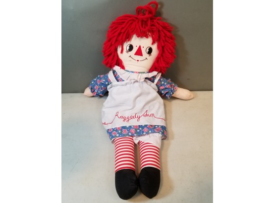 Vintage 24' Applause Johnny Gruelle Raggedy Ann Doll With Embroidered Apron