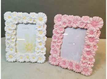 2 Grasslands Road Daisy Photo Frames, White & Pink, For 4x6 Photos, 7.25'w X 9'h Each