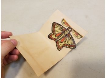 Unused Vintage 1930s Mechanical Butterfly Souvenir Card Flying Aerial Toy Florida Wind Propeller