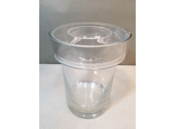 Clear Heavy Glass Planter Vase With Donut Insert In Top, For Hydroponics? Specialty Planting? 10.25'h X 7.75'd