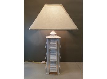 'The Natural Light Co.' Coastal Hurricane Shutter Tower Lamp, Wood & Tin, Top & Bottom Lights, 30.5'h X 17'sq