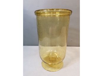 Yellow Amber Bubble Glass Pedestal Vase, 12'h X 7'd