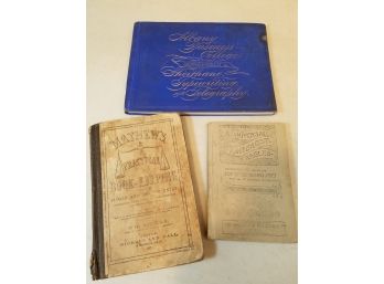 Lot Of Antique School Books & Catalog: Book-Keeping, Interest Tables, Albany Business College Catalog