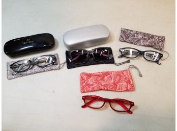 Set Of 4 Joy Mangano Reader Glasses, 1.50, Unused In Packaging, Spring Temples, Including Bifocal Sunglasses