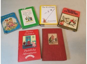 Lot Of 6 Vintage Children's Books: Doctor Dolittle, Grimms Fairy Tales, Prayers, A.A.Milne, Piglet, Mrs. Wiggs