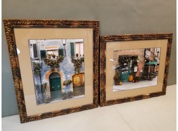 Pair Of Framed French Art Photograph Prints, Street Scenes, 21.25' X 25.5' Each
