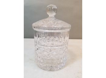 Heavy Crystal Glass Covered Biscuit Jar, Diamond Pattern, 8'h X 5'd