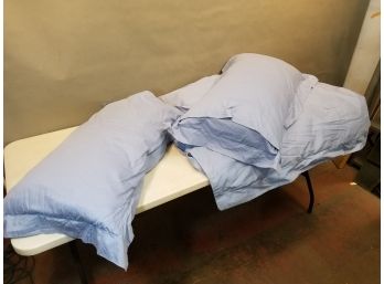John Matouk Blue Egyptian Cotton Twin Bedding Duvet, Comforter, 2 Large Pillows, 2 Large Pillow Shams