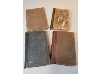 Lot Of 4 Antique School Books: 1st Reader (1895), 3rd Reader (1880), 6th Reader (1872), Algebra (1888)