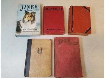 Lot Of 5 Story Books About Dogs: Heart Of A Dog, Spike Of Swift River, Jinks Of Jayson Valley, Beautiful Joe..