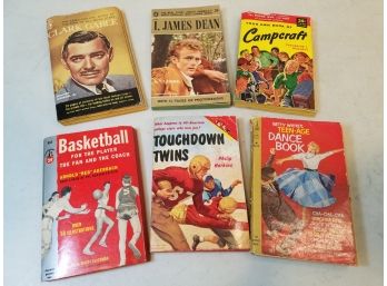 Lot Of 6 Vintage Paperback Books: Clark Gable, James Dean, Camp Craft, Basketball, Football, Dance Book
