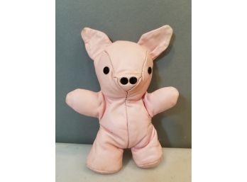 Sandy Vohr's Leather Zoo Pink Leather Stuffed Piglet, 6' High, No Tag