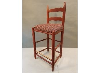 Upholstered Shaker Tall Chair Stool, Red Tones, 17.5'w X 14.5'd X 38'h, 25' Seat Height