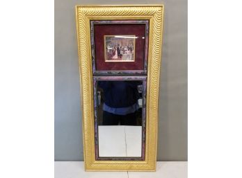 Designer Mirror With Gold Gilt & Bookbinder Frame, Burgundy Mat With Gold Lining, 1920s Styling, 16'w X 35'h