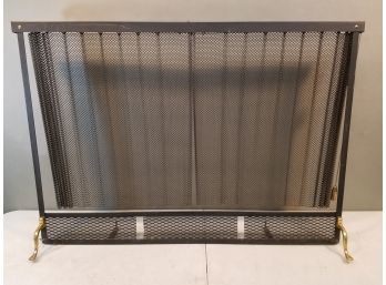 2 Mesh Hanging Curtain Fireplace Screen With Pull Handles Chains On Side, 45'w X 31'h, Front/back Feet