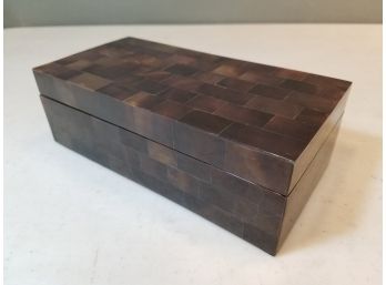 Lacquered Onyx Or Tortoise Finish Brick Pattern Covered Box, 8' X 4' X 2.75'