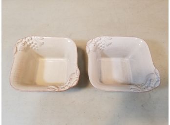 2 Casa Stone By Casafina Madeira Harvest Beige Square Bowls, 5' X 5.5' X 2.75'h