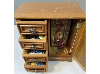 Jewelry Music Box With Contents (costume Jewelry), Including One Sterling Piece