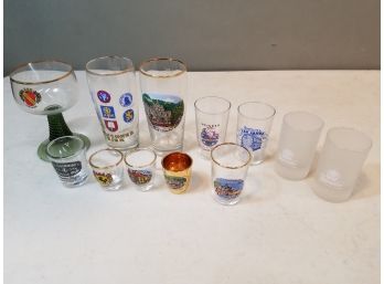 Collection Of 12 Beer & Shot Glasses From Germany & Scotland