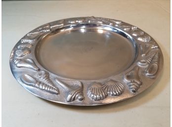 14.75' Polished Cast Aluminum Sea Shell Platter Charger Plate