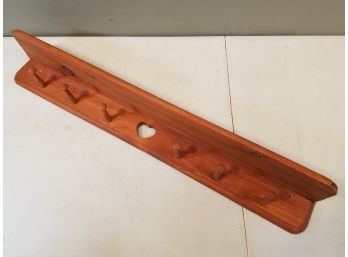Wall Mount Coat Rack With 6 Pegs, Heart Cutout & Shelf With Plate Rail Slot, 35.5'w X 5.5'd X 4.5'h