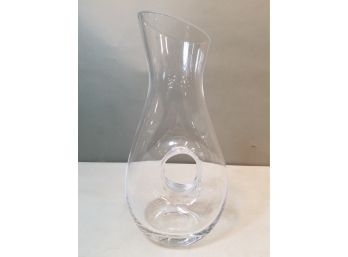 Blown Glass Decanter With Center Hole Handle, Clear, 12.5'h X 6' X 4'