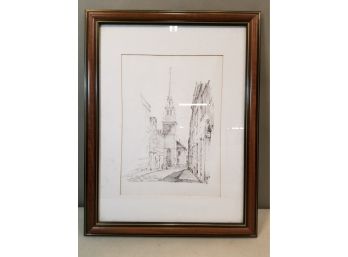 The Old North Church, Boston (1723) Print, Signed Lower Right Charles Overly, Framed & Matted, 14' X 18' OA